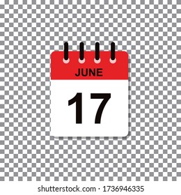 June 17th calendar day of month. Vector illustration.