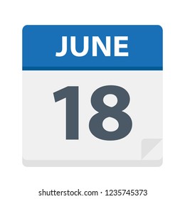 June 18 - Calendar Icon - Vector Illustration