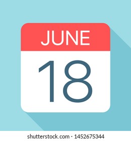 June 18 - Calendar Icon - Vector Illustration