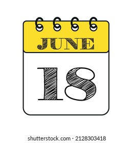 18. Juni Kalendersymbol. Vektorgrafik im Flachstil.