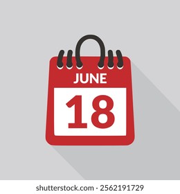 June 18 Calendar icon vector illustration.