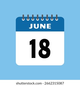 june 18 calendar icon Vector page month design