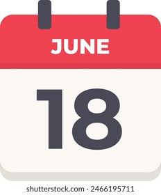 June 18 - Daily Calendar Icon in flat design style