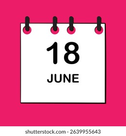 June 18. Daily Calendar icon for design. Simple design for business brochure, flyer, print media, advertisement. Easily editable.