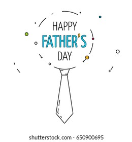 June 18 fathers day outline vector illustration. Happy father's day concept with necktie for 