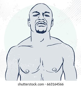 June, 19 2017: Vector Illustration Of Famous Boxing Fighters Floyd Mayweather
