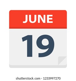 June 19 - Calendar Icon - Vector Illustration