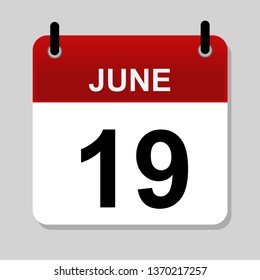 June 19 , Calendar Icon Vector Illustration