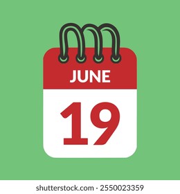 19 de junio Ilustración vectorial de iconos de calendario.