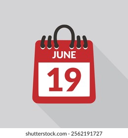 June 19 Calendar icon vector illustration.