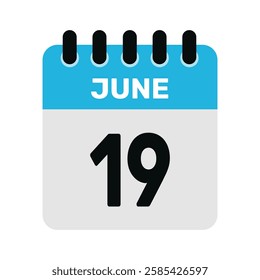 june 19 calendar icon Vector page month design
