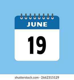 19 de junho ícone de calendário Vetor página mês design