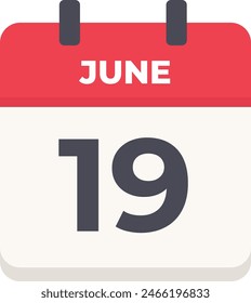June 19 - Daily Calendar Icon in flat design style