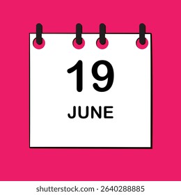 June 19. Daily Calendar icon for design. Simple design for business brochure, flyer, print media, advertisement. Easily editable.