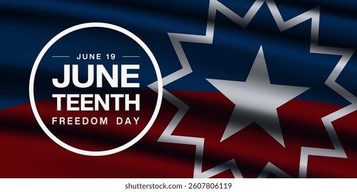  June 19 is Juneteenth Freedom day. Juneteenth flag. Great for posters, banners, social media and more. White background.