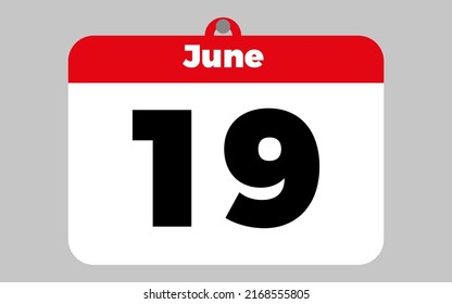 June, 19. White and red calendar.