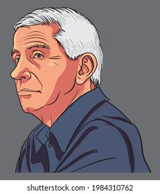 June 2, 2021 : A Caricature Of Doctor Anthony Fauci, Infectious Disease Expert From America - Vector