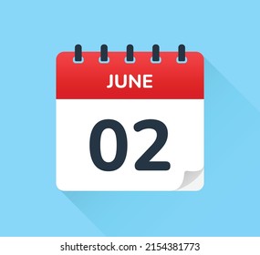 June 2 - Calendar Icon - Calendar design template.