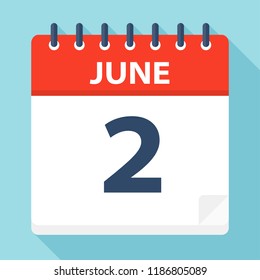 June 2 - Calendar Icon - Vector Illustration