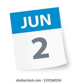 June 2 - Calendar Icon - Vector Illustration