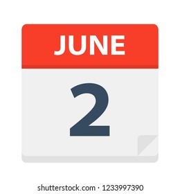 June 2 - Calendar Icon - Vector Illustration
