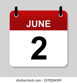 June 2 , calendar icon vector illustration