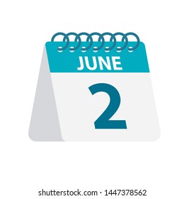 June 2 - Calendar Icon - Vector Illustration