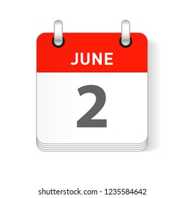 June 2 date visible on a page a day organizer calendar
