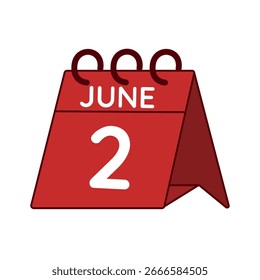 june 2 desk calendar vector on white background
Vector red calendar flat icon