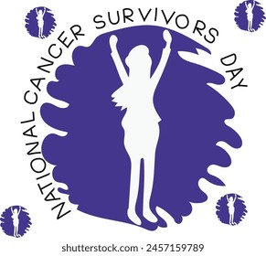 June 2 is National cancer survivors day Vector illustration. 
Good for banner, poster, greeting card, party card, invitation, template, advertising, campaign, and social media. 
