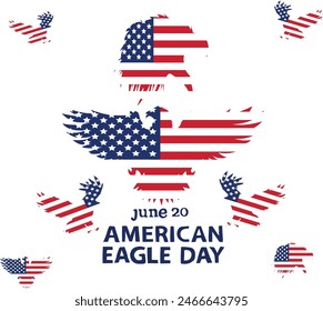 June 20 is american eagle day Vector illustration. 
Good for banner, poster, greeting card, party card, invitation, template, advertising, campaign, and social media. 
