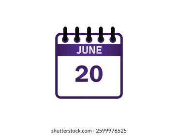 June 20 Calendar Icon – Purple Date Illustration