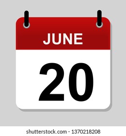 June 20 , calendar icon vector illustration