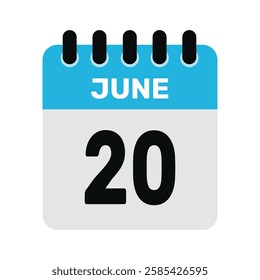 june 20 calendar icon Vector page month design