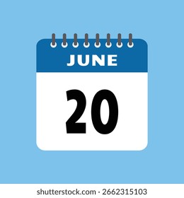 june 20 kalender symbol Vektorseite monat design
