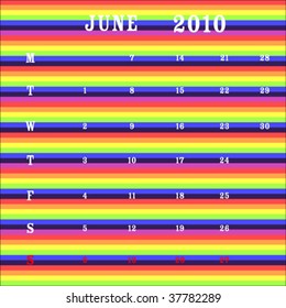 june 2010 calendar, vector art illustration