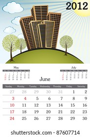 June. 2012 Calendar. Souvenir fonts used. A3
