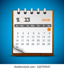 June 2013 calender. EPS 10.