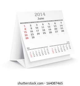 june 2014 - calendar - vector illustration