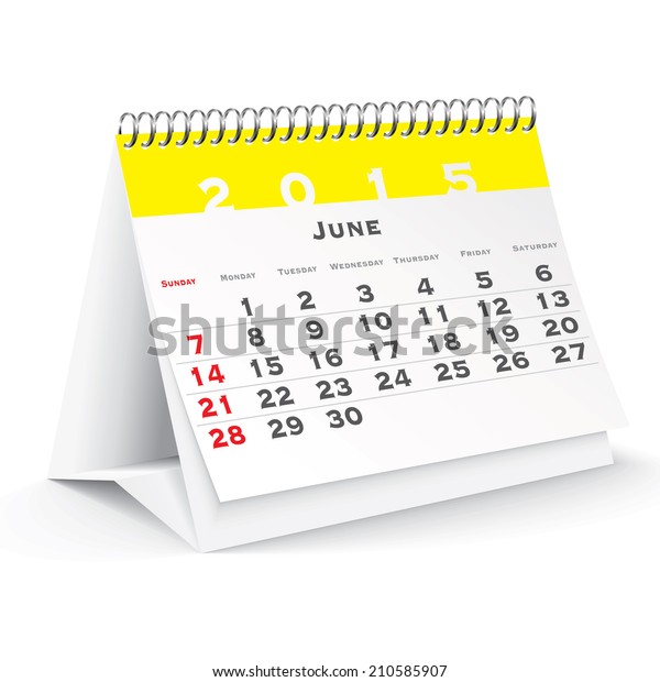 June 2015 Desk Calendar Vector Illustration Stock Vector Royalty