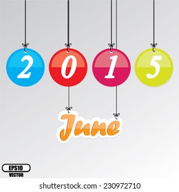 June 2015 hanging design colorful circle, Vector.