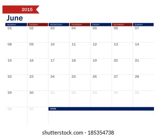 June 2015 - planning calendar 