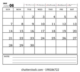 June 2015 -planning calendar / Calendar to schedule monthly - June 2015
