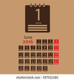 June 2016 Calendar