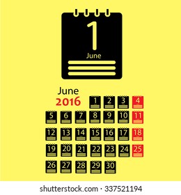 June 2016 Calendar