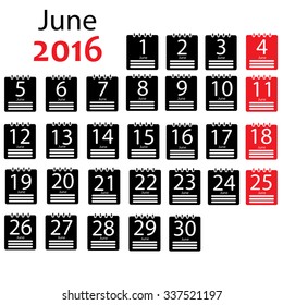 June 2016 Calendar