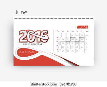 June 2016 calendar design.