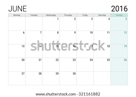 June 2016 calendar (or desk planner)