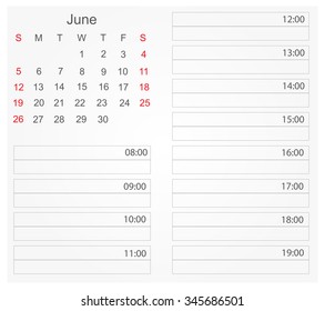 June 2016.Calendar planner 2016.Calendar vector template.