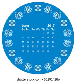 June 2017 Calendar Icon Vector flat design style